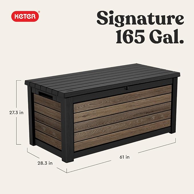 Keter Signature Collection 165 Gallon Resin Deck Box Organization and Storage - Image 2