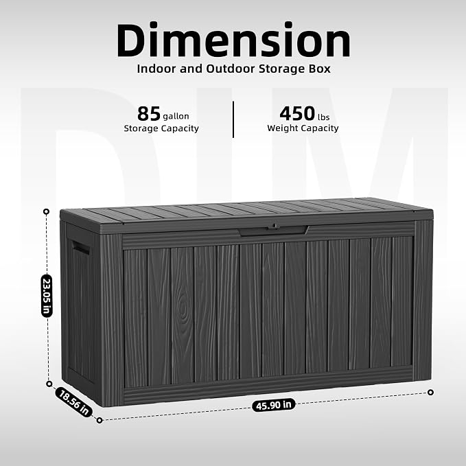 PatioZen 85 Gallon Deck Box Outdoor, Weatherproof Resin Patio Storage Box - Image 2