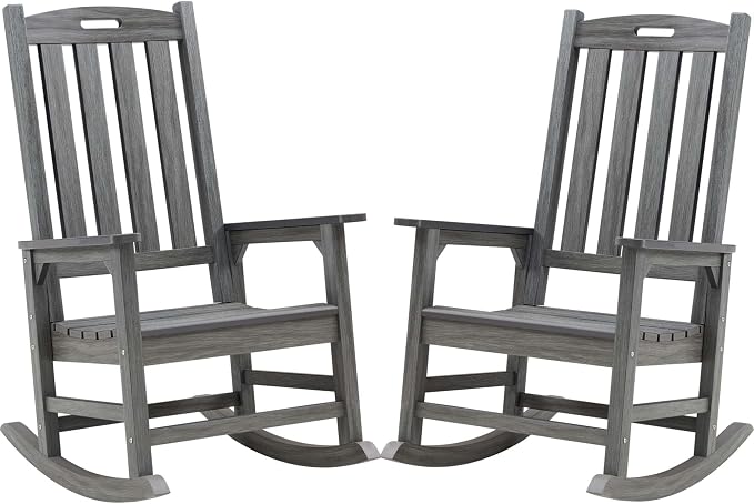 Outdoor Rocking Chairs Set of 2, Oversized Porch Rocker | Weather Resistant by PsilvamGardenFurniture