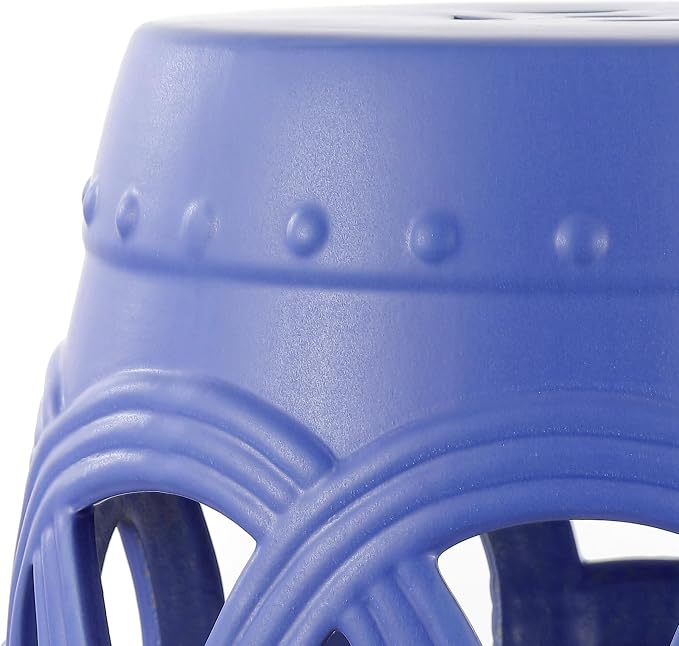 JONATHAN Y Lucky Coins 16" Ceramic Garden Stool Side Table, Matte Blue | - Image 7