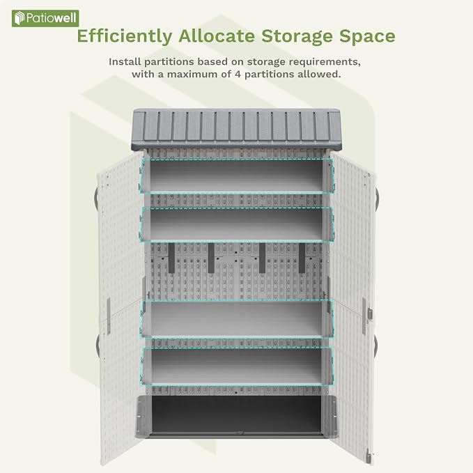Patiowell Shelf of 26/50 Cu Ft Outdoor Storage Cabinet, 2 Shelves, Waterproof - Image 5