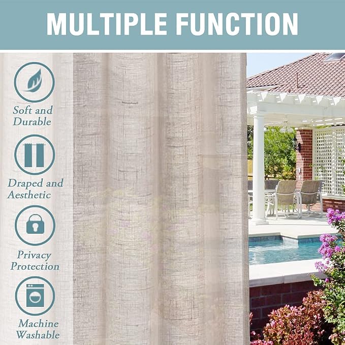 H.VERSAILTEX Outdoor Linen Sheer Curtains - Image 6