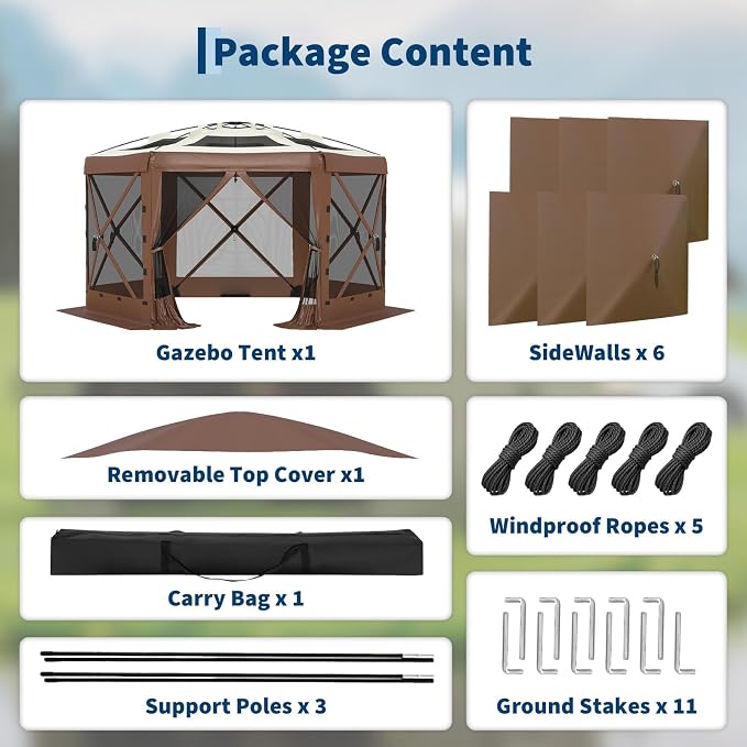 13FT Pop-Up Gazebo Tent with Mesh Netting, Removable Top & Wind Cloths | - Image 9