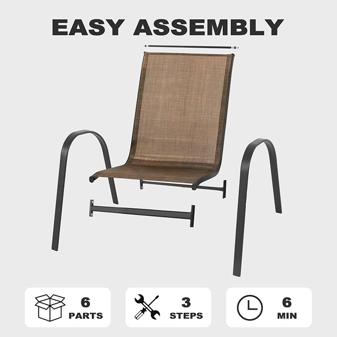 NUU GARDEN Patio Dining Chairs Set of 4, Outdoor Stackable Dining Chairs - Image 8