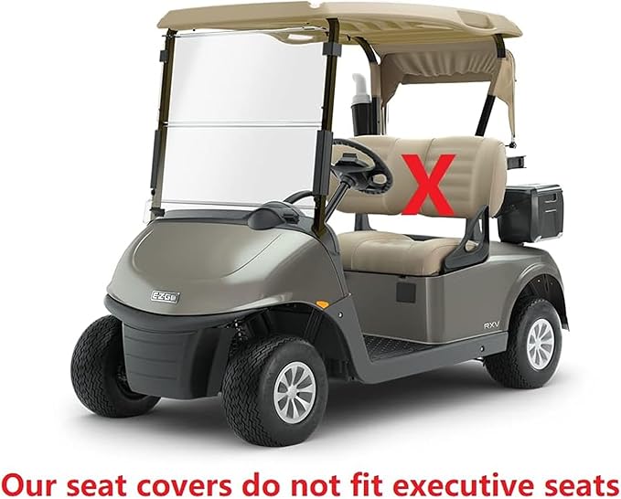 Huskey 2PCS Golf Cart Front Seat Covers for EZGO RXV 2008-UP G&E Models Custom Two-Tone Black/Blue Diamond Stitching with Blue Piping, Marine Grade Vinyl Material, Staple on Design