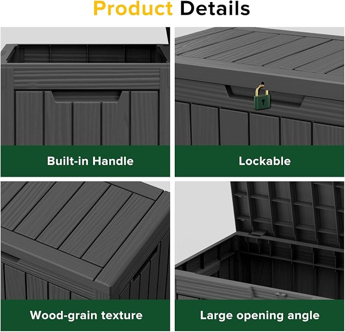45 Gal Waterproof Outdoor Storage Box UV Resistant Deck Box | Resin storage bin - Image 3