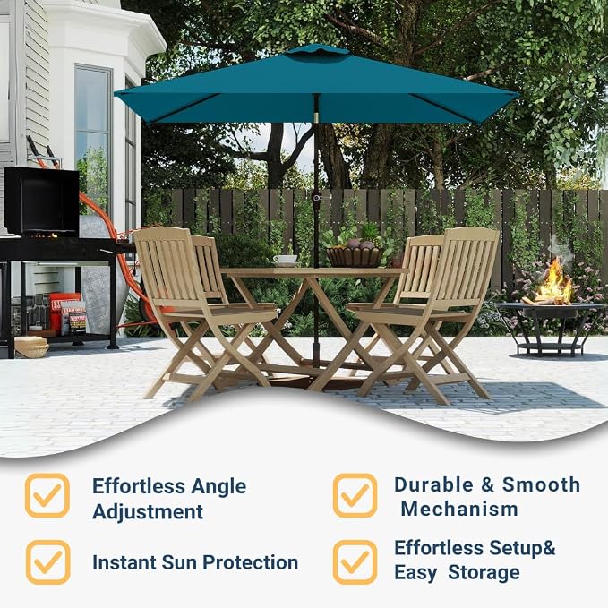 6.5' x 10' Rectangular Patio Umbrella Large Outdoor Market Umbrella w/UV - Image 5