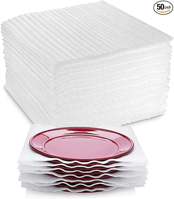 Foam Wrap Cushion Sheets, Yision 100% Compostable Packing Foam Sheets100 Pack 12”x 12” Eco Friendly Moving Supplies and Sustainable Packing Material for Fragile Items