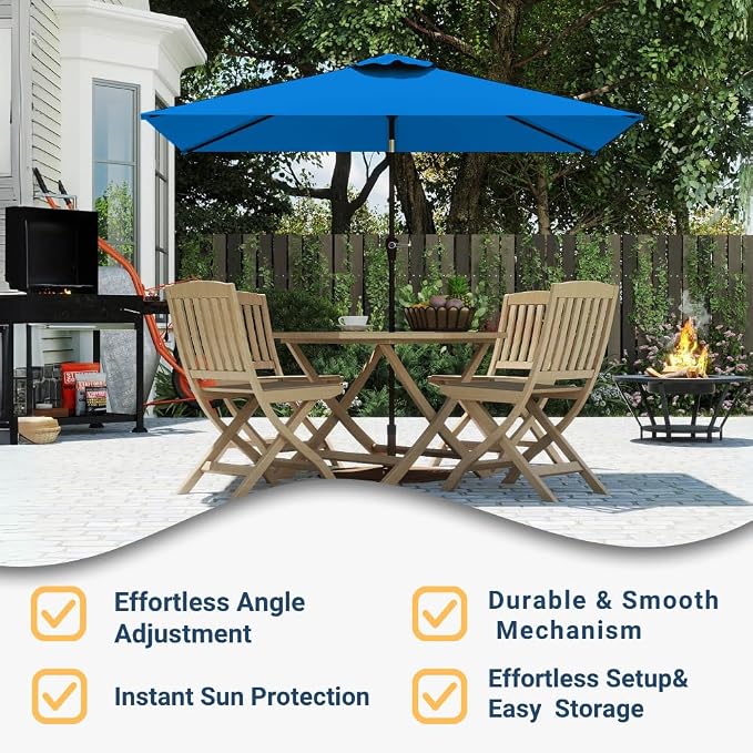 6.5' x 10' Rectangular Patio Umbrella Large Outdoor Market Umbrella w/UV - Image 5