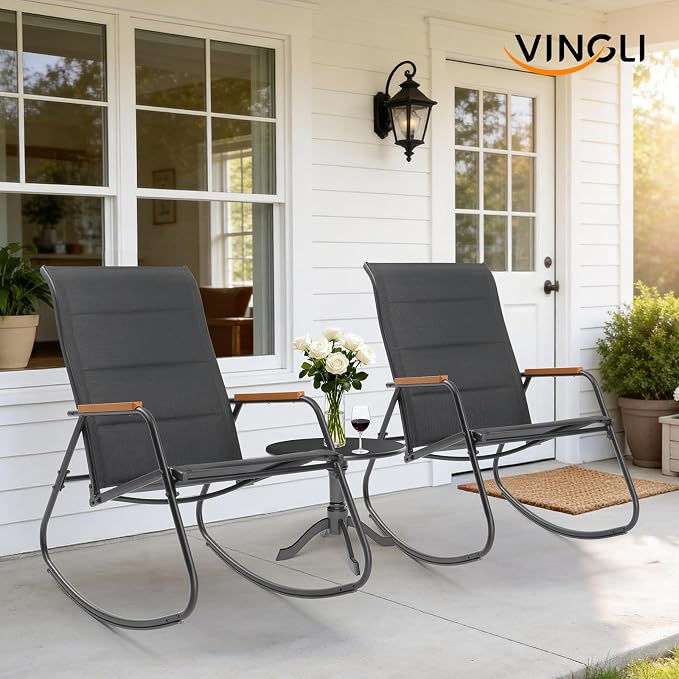 VINGLI Outdoor Rocking Chair, Textilene Mesh Patio Rocker, Heavy Duty 450 lbs - Image 7