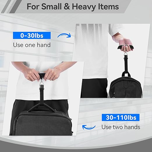 Luggage Scale 2 Pack Dr.meter Travel Scale Essentials Backlight LCD Display 110lb/50kg Luggage Weight Scale Portable Handheld Scale with Rubber Paint, Temperature Sensor, Battery Included
