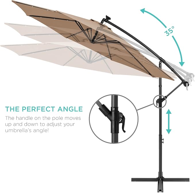 Best Choice Products 10ft Solar LED Offset Cantilever Hanging Market Patio - Image 4