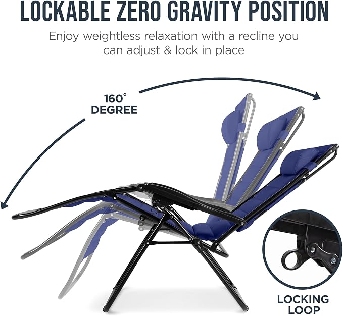 Best Choice Products Oversized Padded Zero Gravity Chair w/Canopy Headrest Cup - Image 7