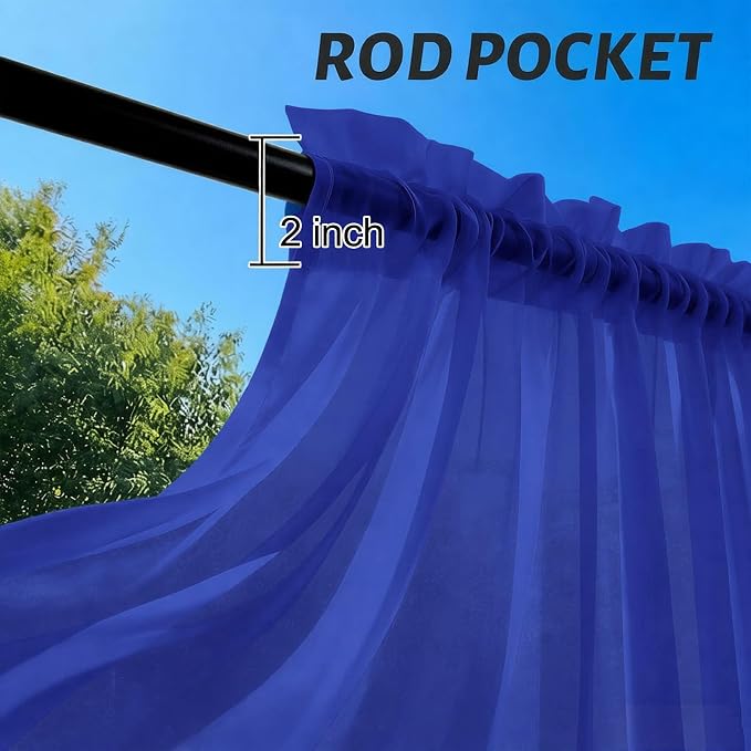 Outdoor Sheer Curtains for Patio Waterproof, 2 Panels Rod Pocket Indoor/Outdoor - Image 3