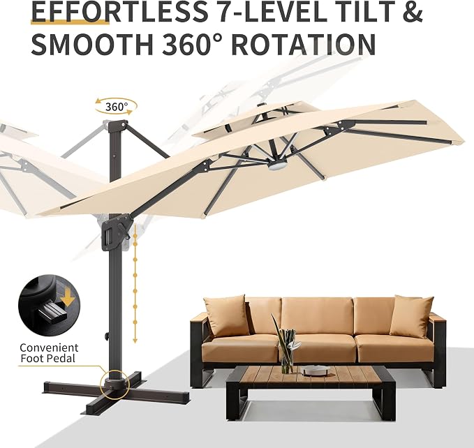 10 X 13 FT Cantilever Patio Outdoor Umbrella - Image 6