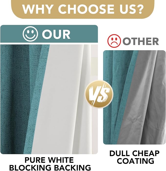 H.VERSAILTEX Linen Blackout Curtains Durable Thick Textured Linen Look 100% - Image 4