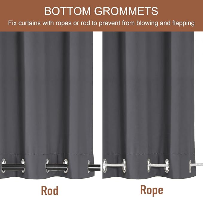 RYB HOME 2 Panels Outdoor Curtains - Image 3