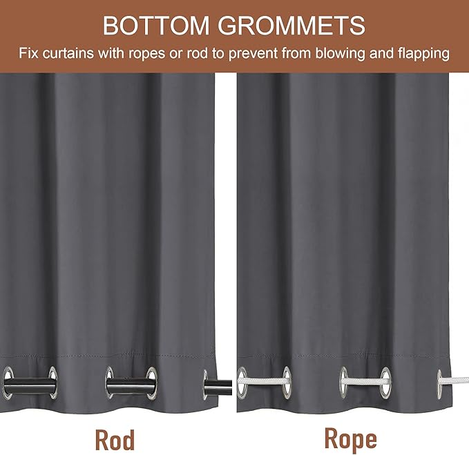 RYB HOME 2 Panels Outdoor Curtains - Image 3