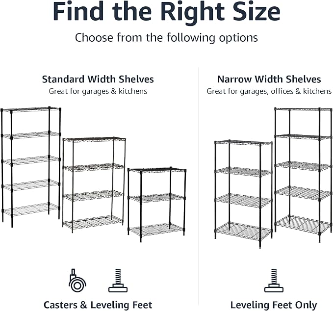 Amazon Basics 3-Shelf Adjustable Heavy Duty Steel Wire Rack Storage Shelving - Image 5