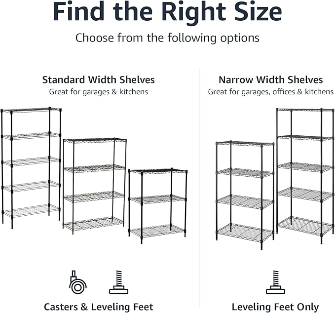 Amazon Basics 3-Shelf Adjustable Heavy Duty Storage Shelving Unit on 2" Wheels - Image 6