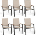 PHI VILLA Outdoor Stackable Dining Chairs Set of 6 w/Aluminum Frame, by PHIVILLA