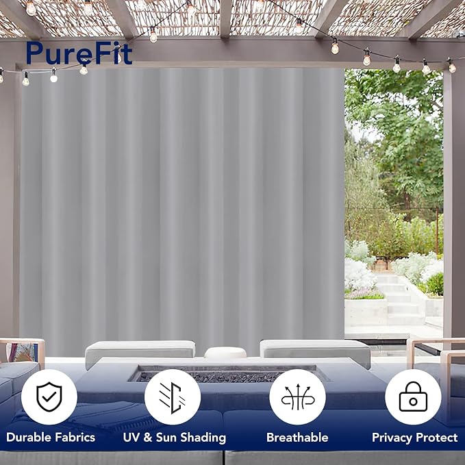 PureFit Outdoor Curtains for Patio Waterproof Weatherproof Outside Curtains | - Image 3