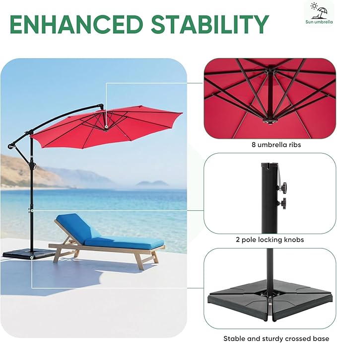 NEWBULIG 10FT Patio Umbrella, Cantilever Umbrella, UV Protection | Outdoor - Image 4