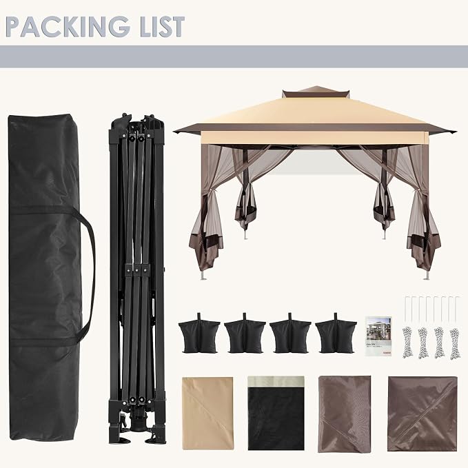 COBIZI Pop Up Gazebo 11x11 Canopy Tent, Outdoor Screened Gazebo Shelter - Image 8
