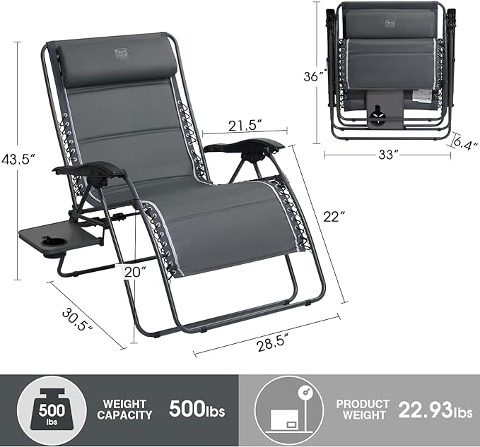 TIMBER RIDGE XXL Oversized Zero Gravity Chair, 500 lb - Image 3