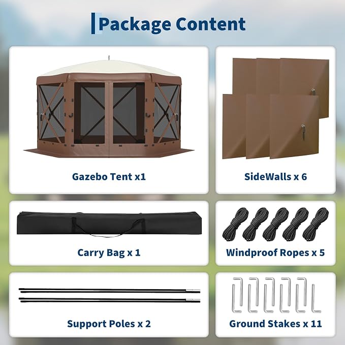 13FT Pop-Up Gazebo Tent with Mesh Netting & Removable Wind Cloths | Outdoor - Image 9