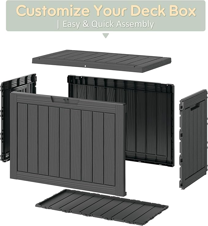 55 Gallon Outdoor Storage Box, All-Weather Resin Deck Box Outdoor Waterproof - Image 6