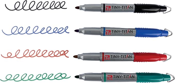 Tiny-Titan Mini Markers, Mini Markers, Keychain Clip, Golf Ball Marker, Clip On Nurse's Badge - Mini Markers - YELLOW Ink - Fine Point - 4 Pens Per Pack