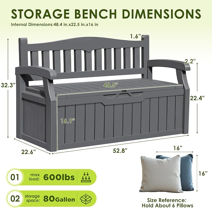 Greesum 80 Gallon Outdoor Storage Bench - Image 3