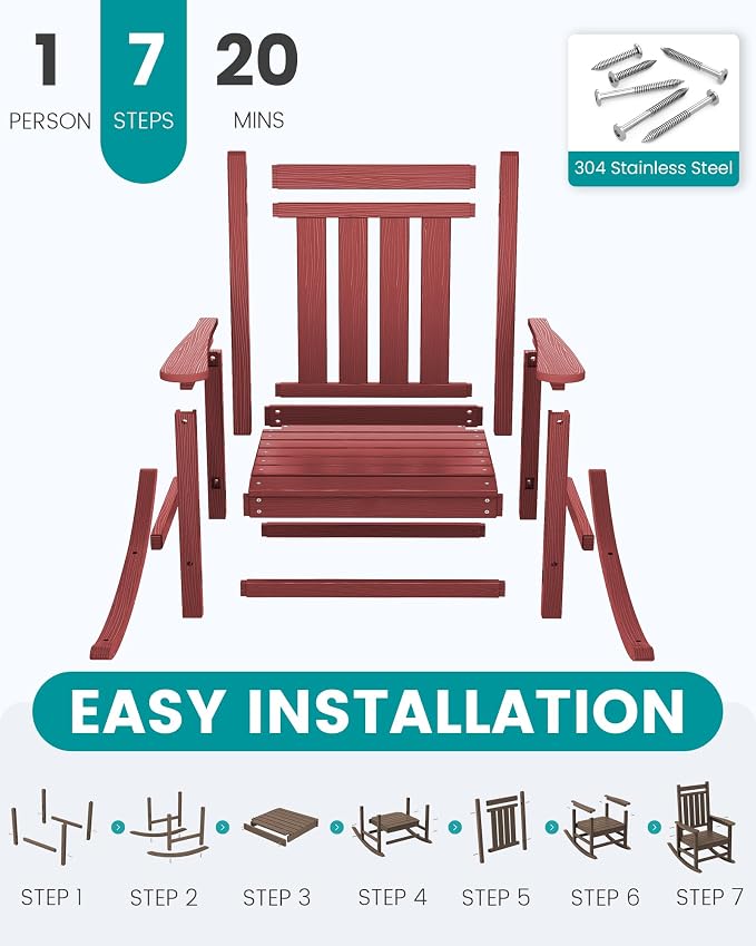 SERWALL HDPE Rocker, Outdoor Rocking Chair - Image 7