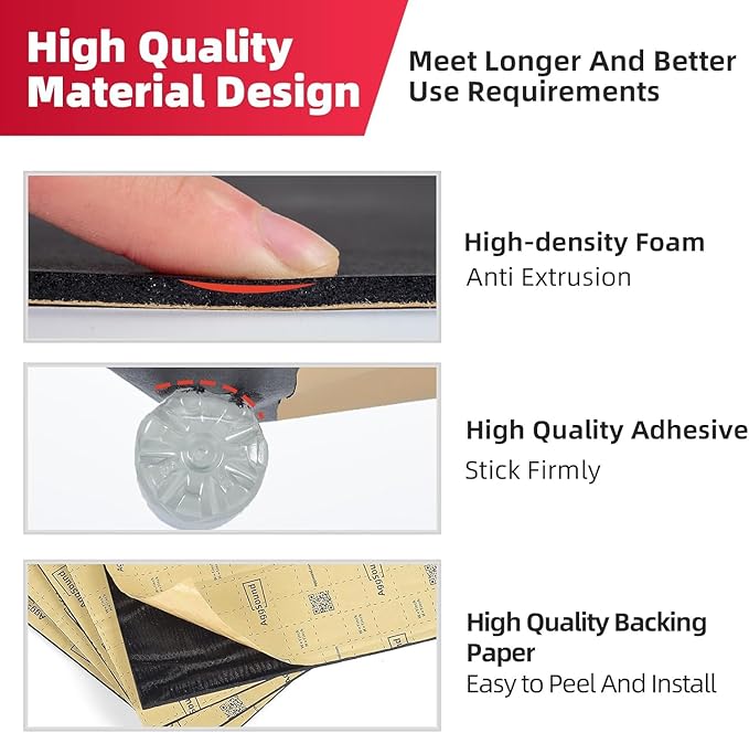 Sound Deadening Mat 1/4inch(7 mm) 18sqft - Closed Cell Foam Car Sound Deadening Material - Self-Adhesive Hood Insulation Heat Shield Auto Sound Dampening