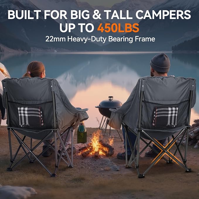 Huskfirm Oversized Camping Chair, Padded Camping Chairs Support 450LBS - Image 5