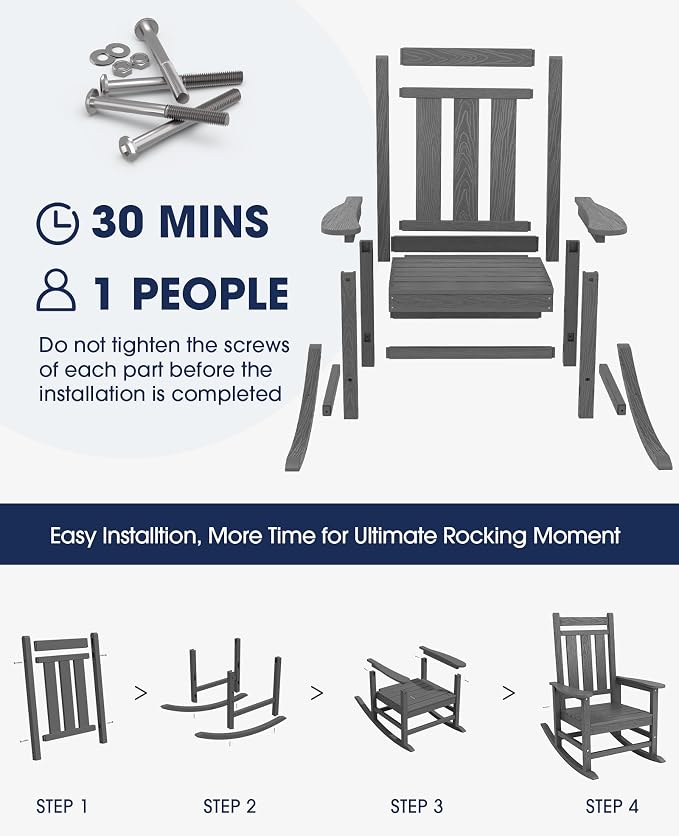 Oversized Outdoor Rocking Chair, HDPE Patio Rockers - Image 6