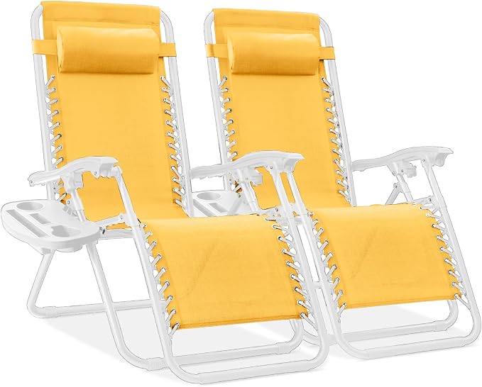 Best Choice Products Set of 2 Adjustable Steel Mesh Zero Gravity Lounge Chair by Unknown