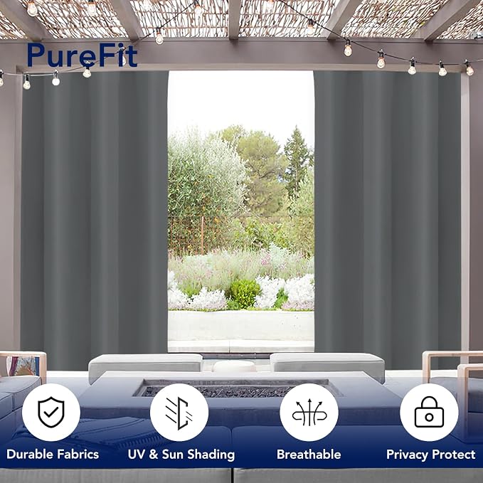 PureFit Outdoor Curtains for Patio Waterproof Weatherproof Outside Curtains | - Image 3