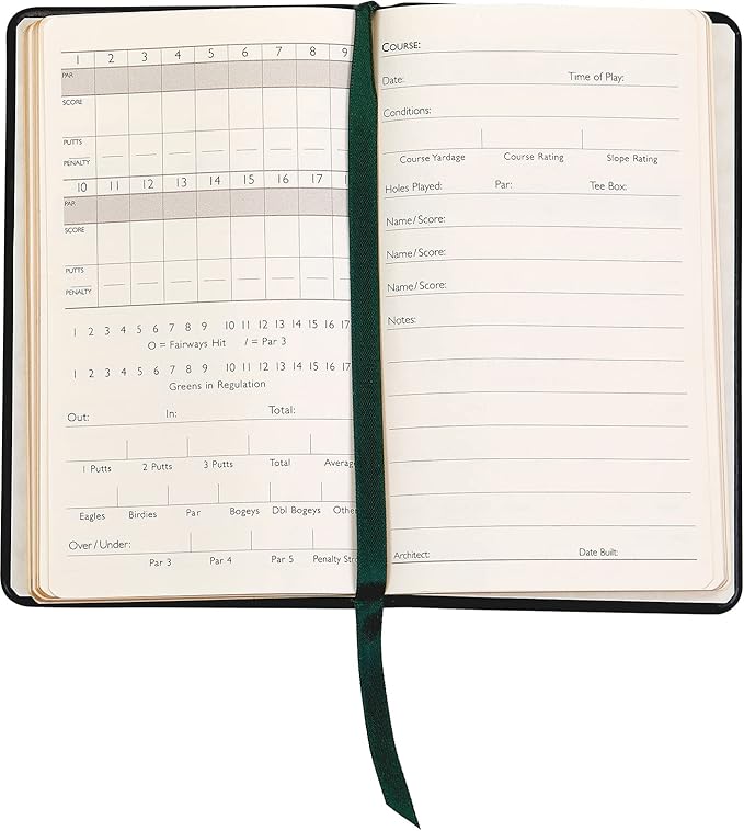 Graphic Image On The Green, Golf Score Book, Genuine Calfskin Leather (Green, 3" x 5")