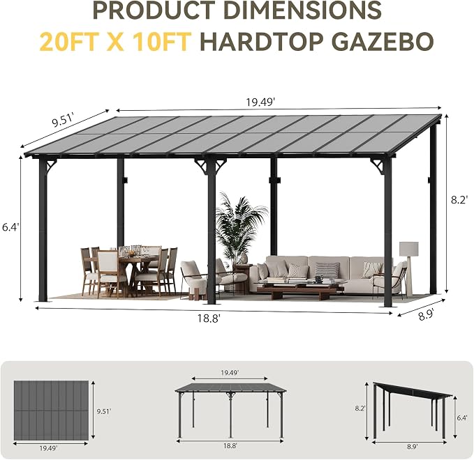 Aoxun 14’x10’ Gazebo for Patio, Gazebo Pergola - Image 8