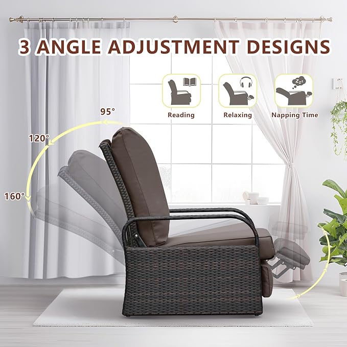 Outdoor Recliner, Aluminum Frame Patio Chaise Lounge Chairs - Image 4