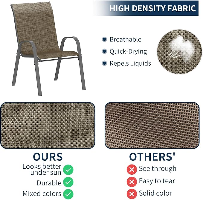Amopatio Patio Chairs Set of 4, Outdoor Stackable Dining Chairs - Image 5