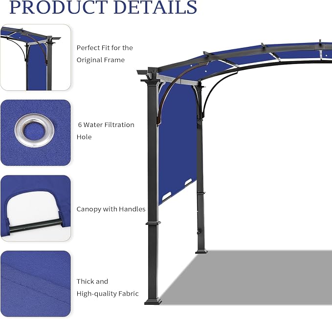 200x103 in Pergola Canopy Replacement Shade Cover Only, Compatible - Image 4
