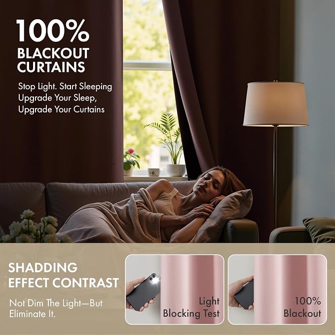 MIULEE Light Pink 100% Blackout Curtains - Image 2