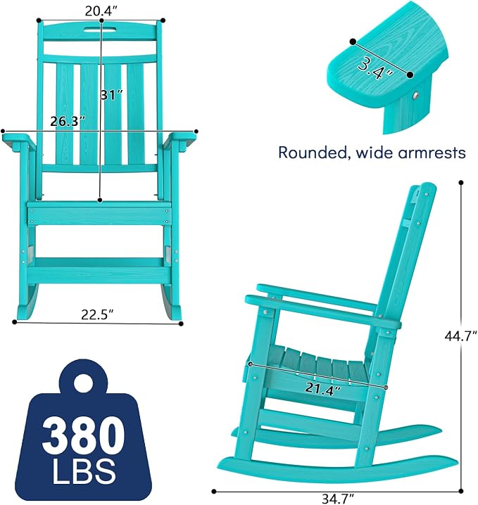 Oversized HDPE Outdoor Rocking Chair, All-Weather Resistant, Aruba | Heavy Duty - Image 2