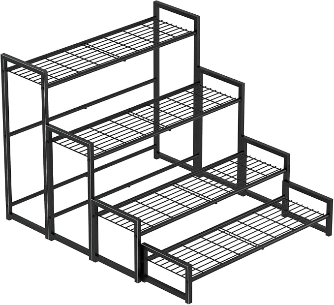 4-Tier Stair Style Metal Plant Stand, Large Stackable Rack | 4-tier stair style by Garden4you
