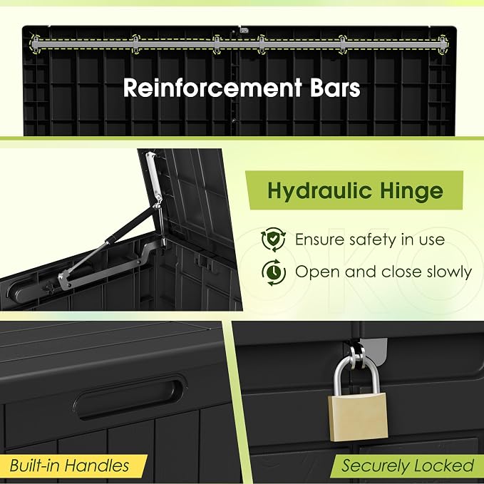 Devoko 100 Gallon Outdoor Storage Box, Waterproof Deck Box Lockable | Weather - Image 3
