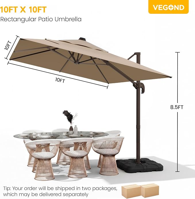 10x10 FT Patio Cantilever Umbrella - Image 2