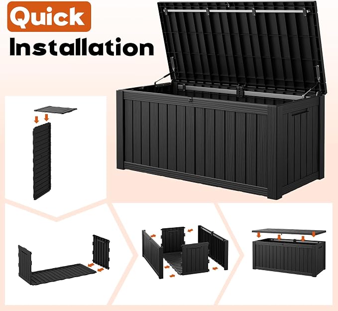 Outdoor Deck Storage Box, Resin Deck Boxes Indoor and outdoor, Waterproof - Image 6